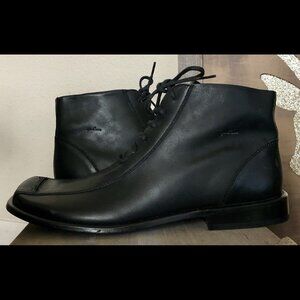Geno D’Lucca Mens Leather Lace-up Ankle Boots Black Size US 11.5 Square Toe